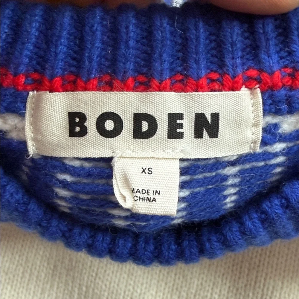 Boden Blue and Cream Nordic Pattern Sweater - Picture 2 of 9